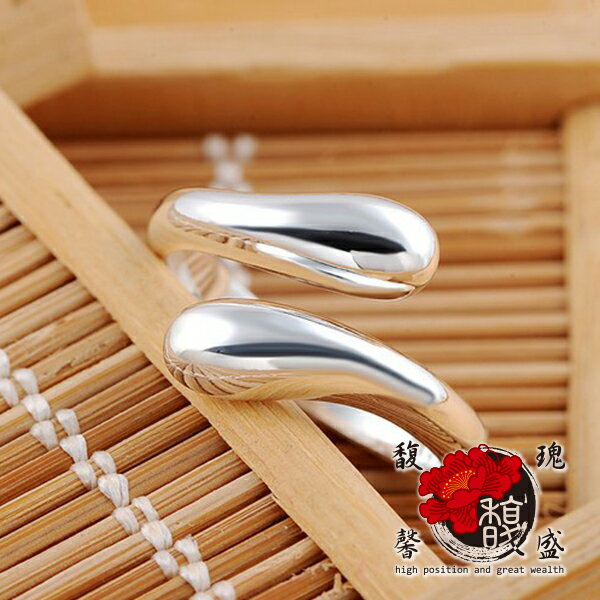 招財【財運流轉水滴戒指】尾戒 電鍍 婚戒 夫妻 情侶 發財 銀飾 金屬 開運 含開光 馥瑰馨盛NS0364