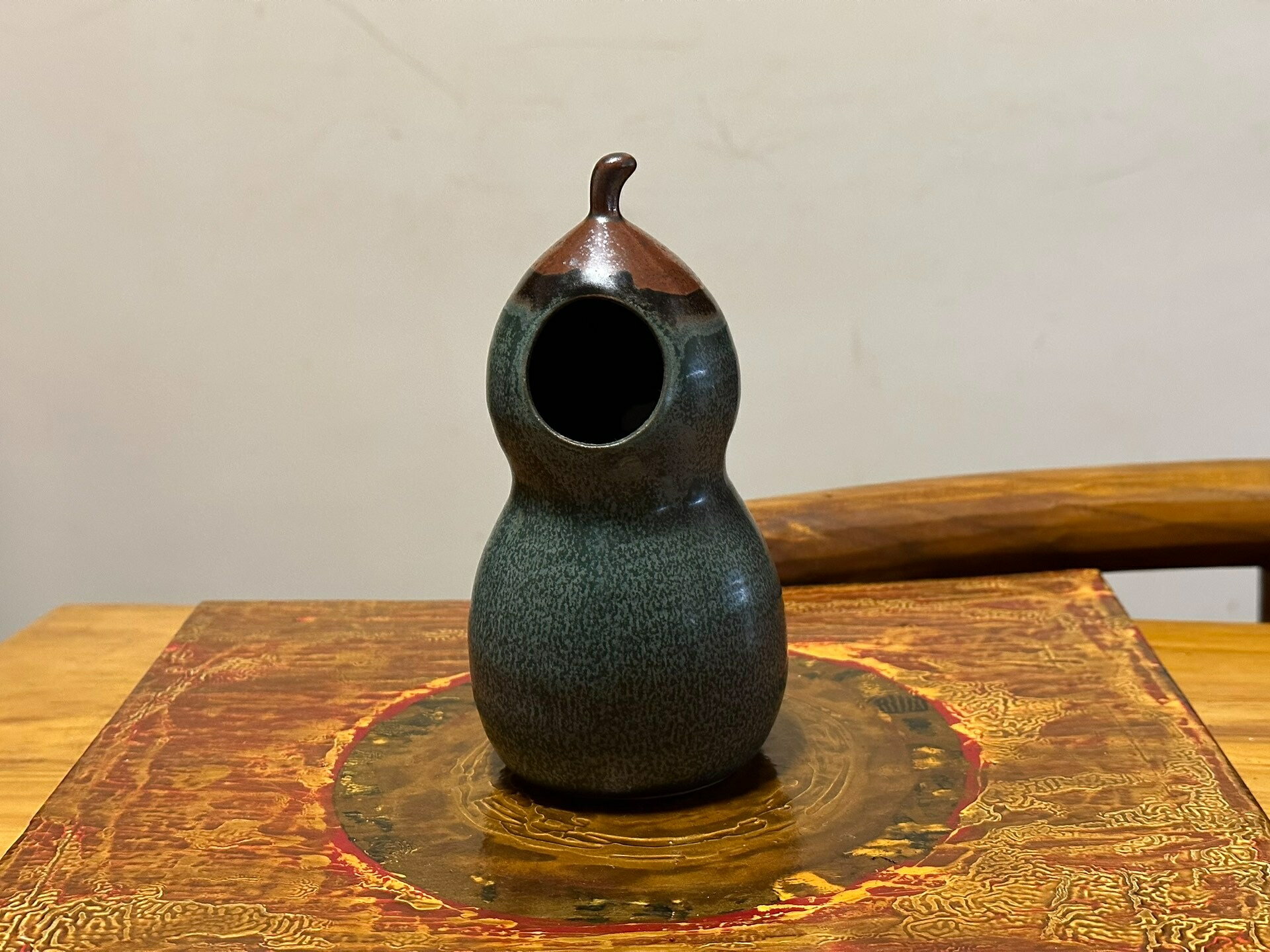 日本中古回流瀨戶燒葫蘆形開口花器 花瓶