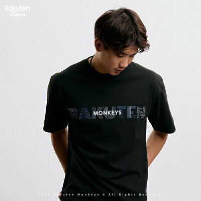 Rakuten 線條寬版短T-黑