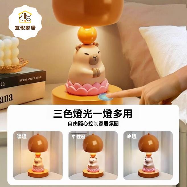 檯燈 裝飾燈 夜燈 小夜燈 臺燈 床頭燈 卡皮巴拉臥室小臺燈家居裝飾品擺件高階感小眾送女生閨蜜生日禮物 八折減免 特價出 可開發票