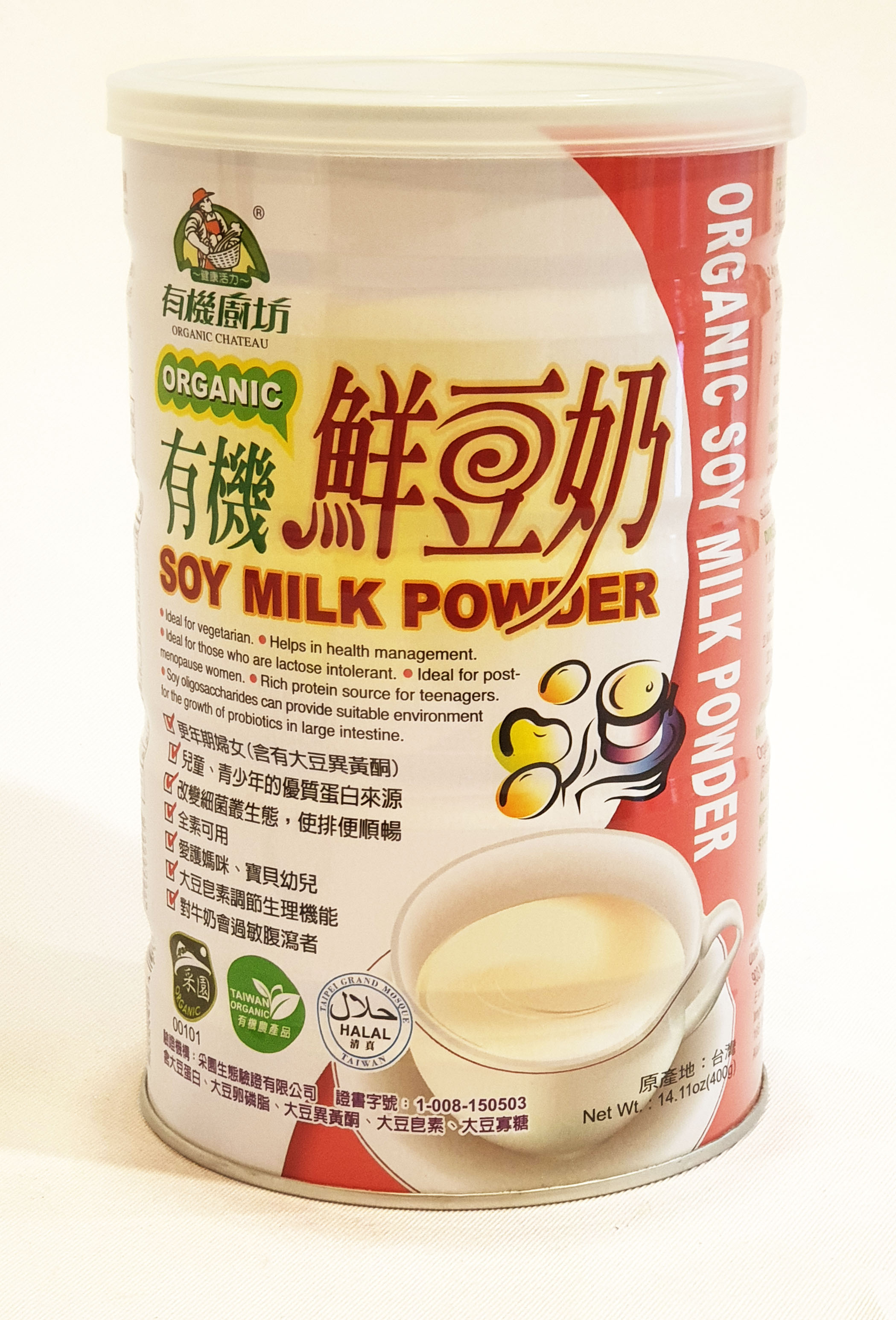 有機廚坊 生機鮮豆奶 400公克/罐 (產地台灣)