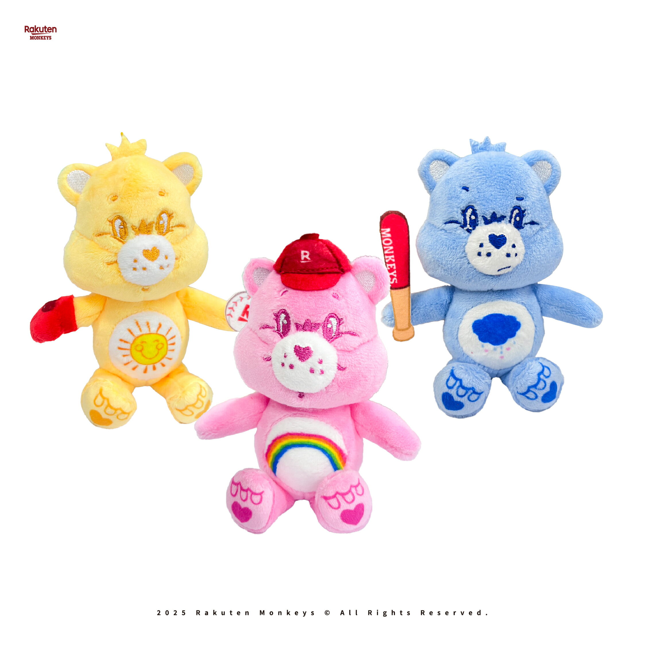 【限量預購】Rakuten Monkeys × Care Bears™ - 立體絨毛公仔鑰匙圈(3款)