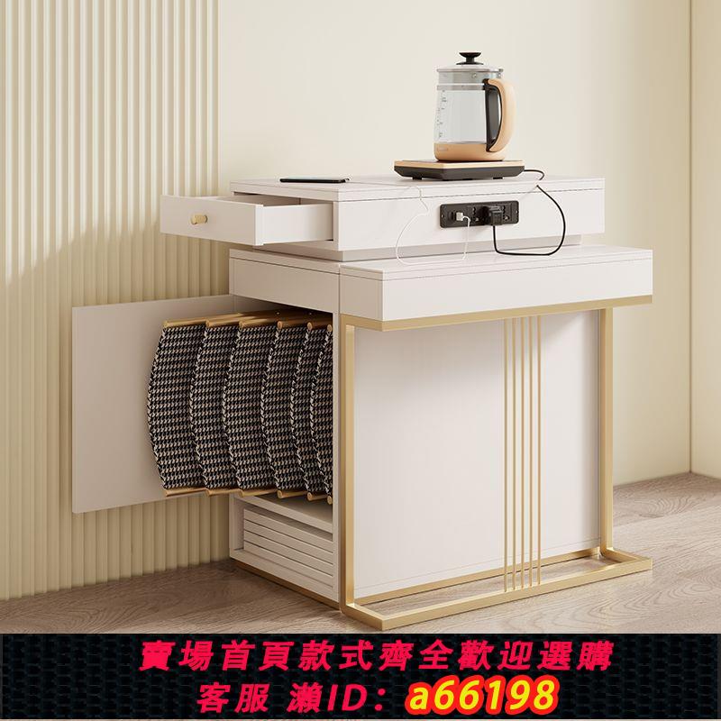 【臺灣公司 可開發票】多功能巖板可伸縮折疊中導倒島臺餐桌一體小戶型家用輕奢現代簡約