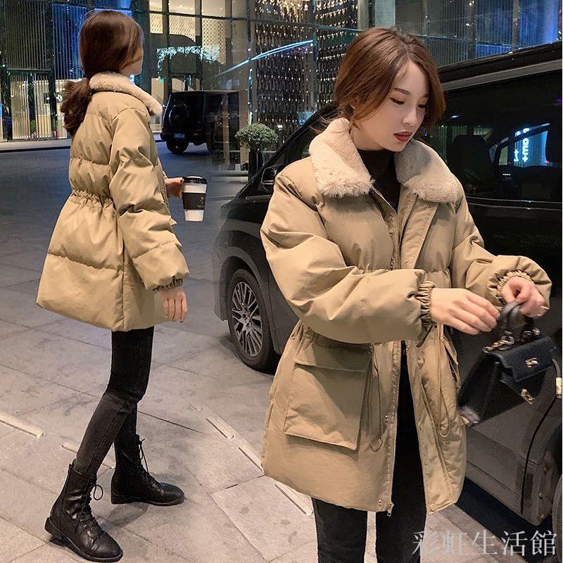 冬季棉襖韓版寬松女潮ins港風2023年新款中長款收腰羽絨棉衣棉服