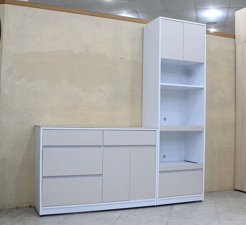 【歐風別館】菲比六尺米白色岩板餐櫃【基隆至台中免運費】