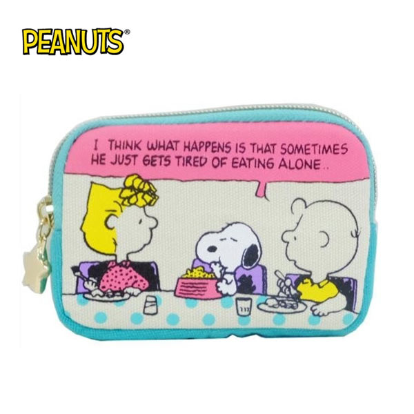 【日本正版】史努比 帆布 零錢包 卡片包 Snoopy PEANUTS - 294463