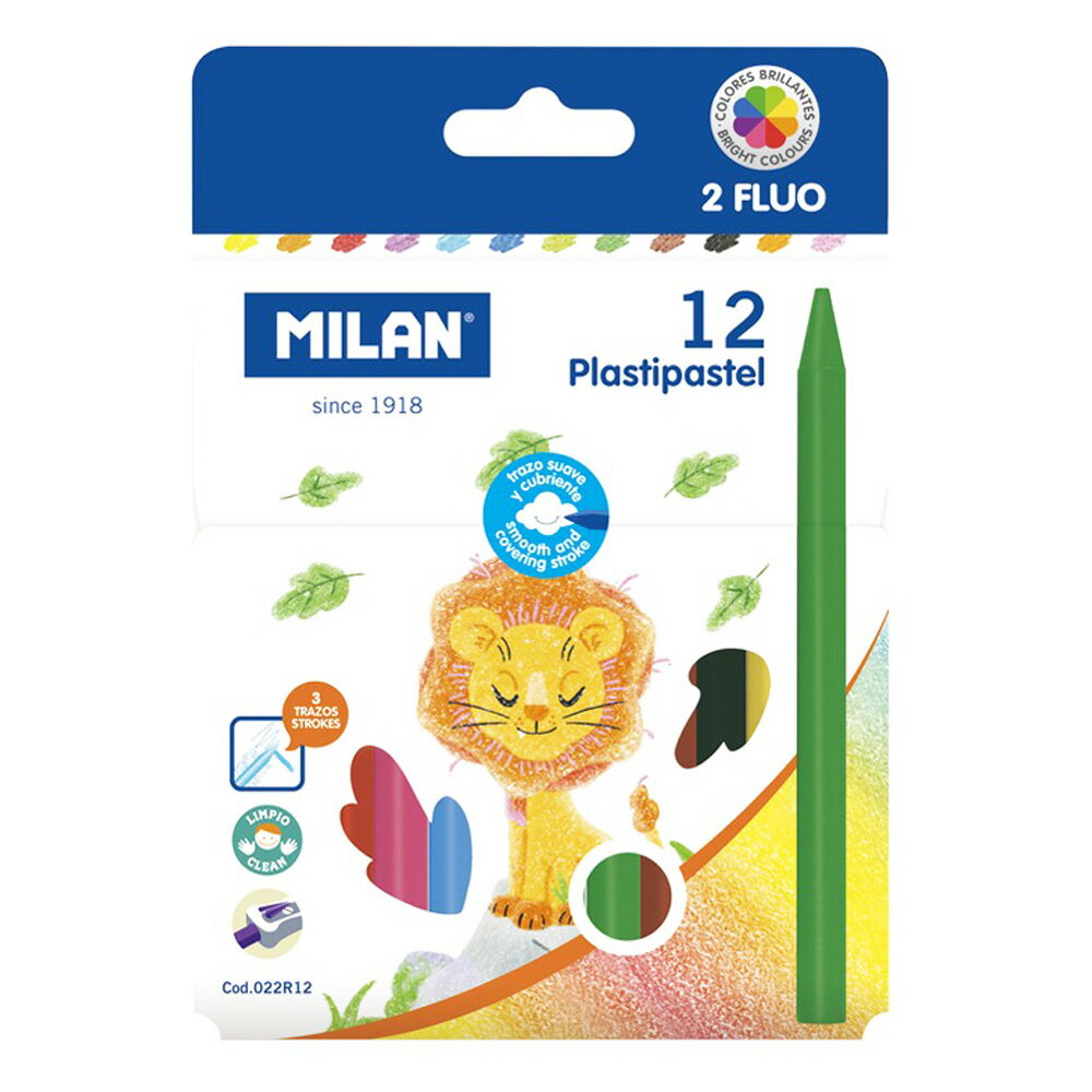 MILAN 口袋型12色無毒不沾手蠟筆【九乘九購物網】