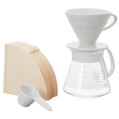 金時代書香咖啡 ​​​​​​​ HARIO V60白色02濾杯咖啡壺組 1-4杯 XVDD-3012W
