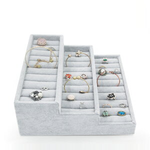 絨布首飾盒展示盤 戒指 手鐲梯形展示架 金銀珠寶展示道具