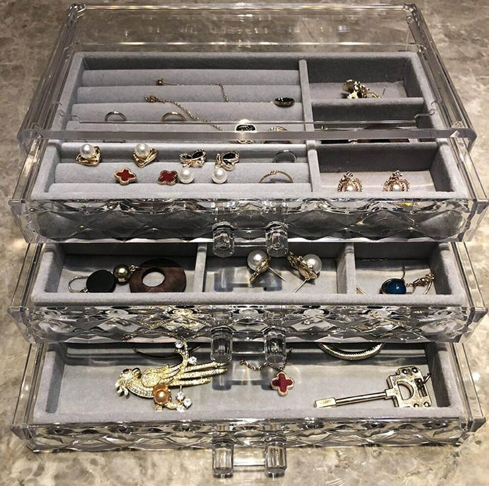 首飾盒 可愛飾品收納盒 歐式復古絨布小號首飾盒 耳釘收納盒子JD BBJH