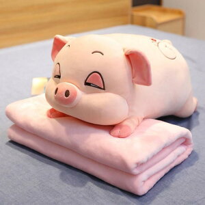 小毛毯 可愛豬抱枕被子兩用辦公室午睡毯靠枕床頭陪你睡夾腿抱枕長條枕【青木鋪子】
