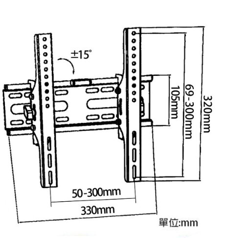 NAW-300 24-43吋 壁掛 最大承重30kg 可調式壁掛架 壁掛架 電視壁掛架 1