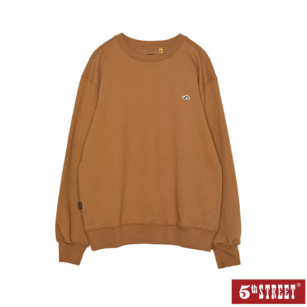 中性款 大學T 長袖 T恤 TEE 上衣 印花 咖啡色 (560992) 【5th STREET】【年貨節全館390起】 治裝激推 最高折426