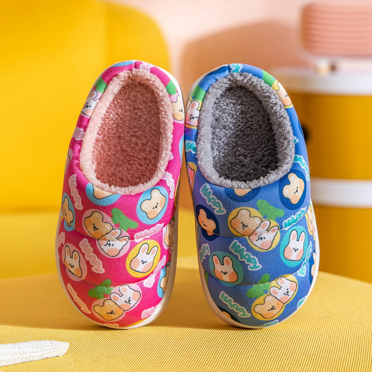 兒童棉拖鞋可愛卡通男童女童寶寶秋冬季保暖防滑室內居家家用棉鞋