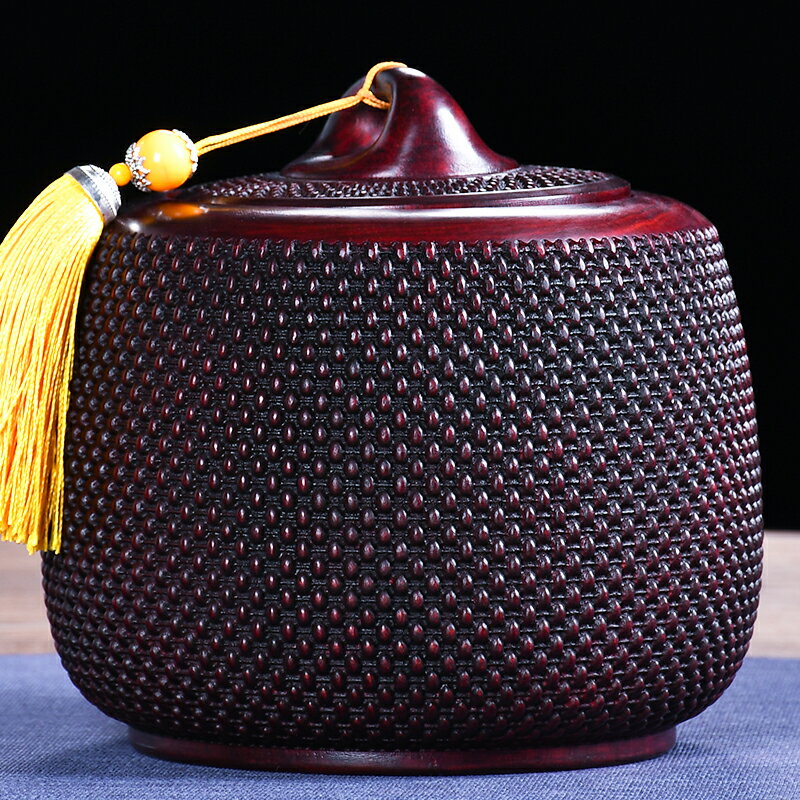 木質茶葉罐茶葉罐非洲小葉紫檀實木質茶葉罐高檔大號儲存茶罐紅木醒茶罐 