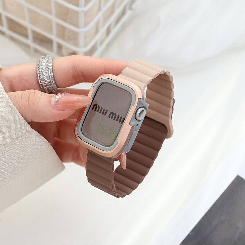 磁吸錶帶 錶帶保護殼 套裝 適用於 Apple Watch 9 8 Ultra 7 6 5 SE 45mm 49mm