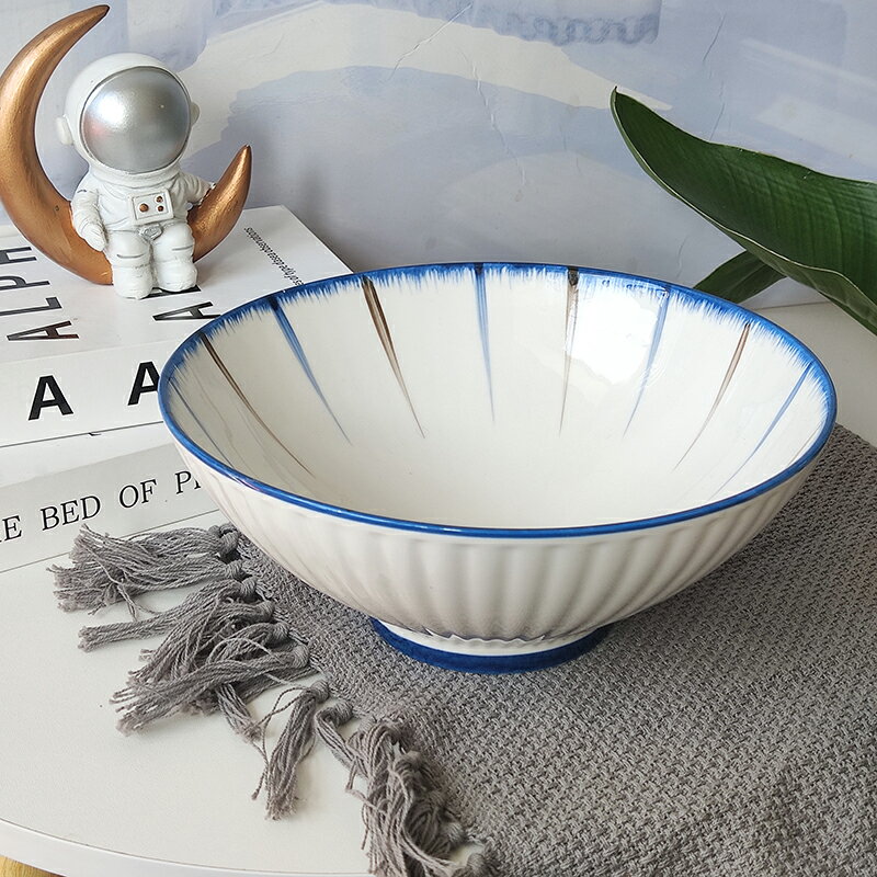 創意日式斗笠碗面碗陶瓷碗餐具拉面碗家用泡面碗大湯碗沙拉碗餐廳