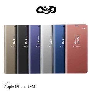【愛瘋潮】QinD Apple iPhone 6/6S 透視皮套 保護殼 手機殼 支架 鏡面