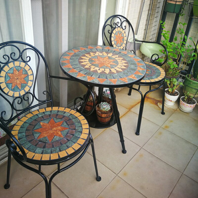 歐式鐵藝室外陽臺桌椅三件套戶外庭院露臺休閑升降小茶幾組合花園