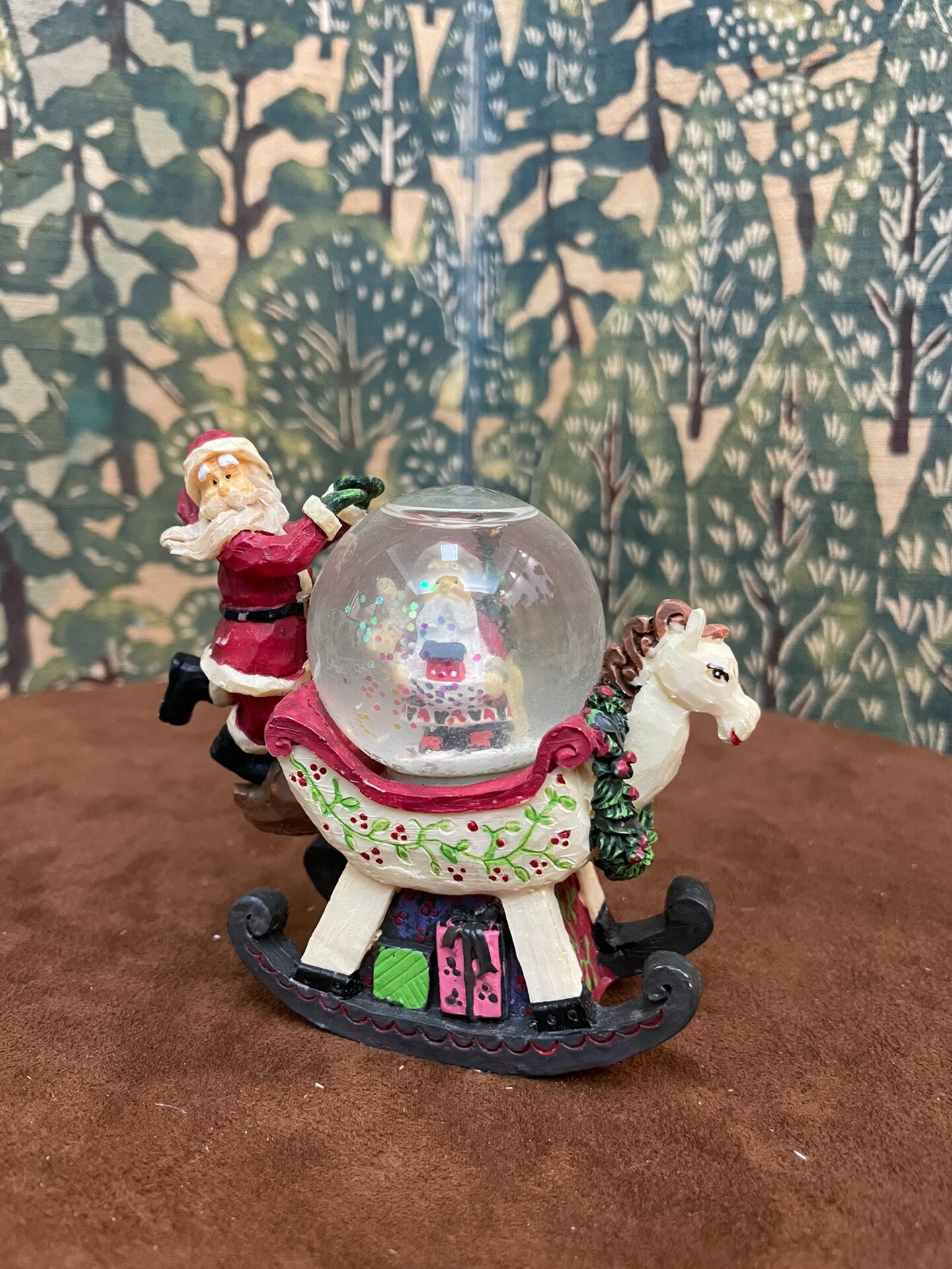 日本中古圣誕水晶球樹脂置物擺飾，圣誕老人