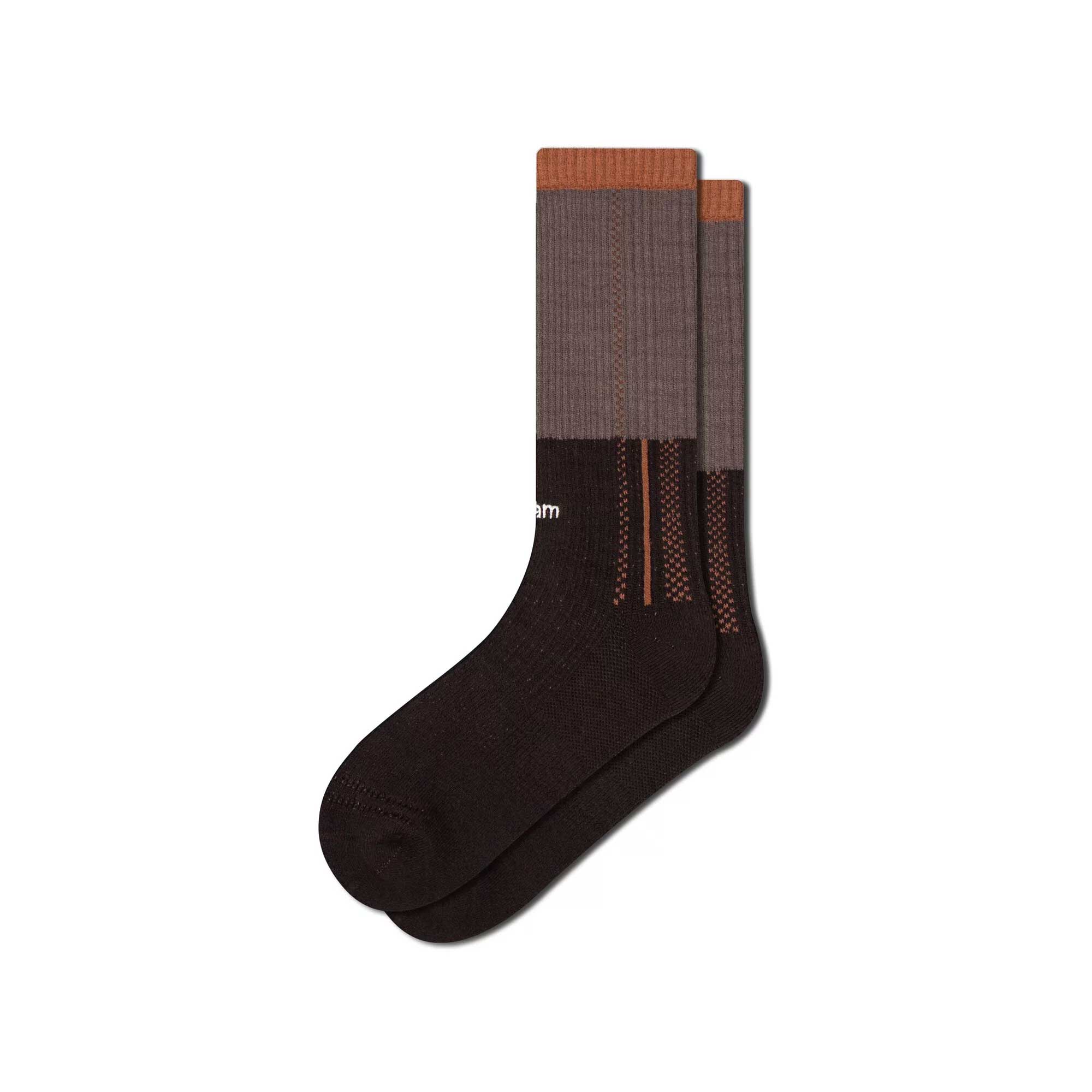 【全館滿額折】 Faam Bicolor Line crew socks 柚棕 雙色線條針織高筒襪 男女款 H6102【新竹皇家TPME005-02】