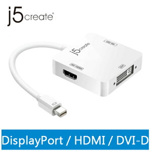 【最高22%回饋 5000點】 j5凱捷 JDA173 Mini DP to 4K DP + 4K HDMI + DVI三合一轉接器