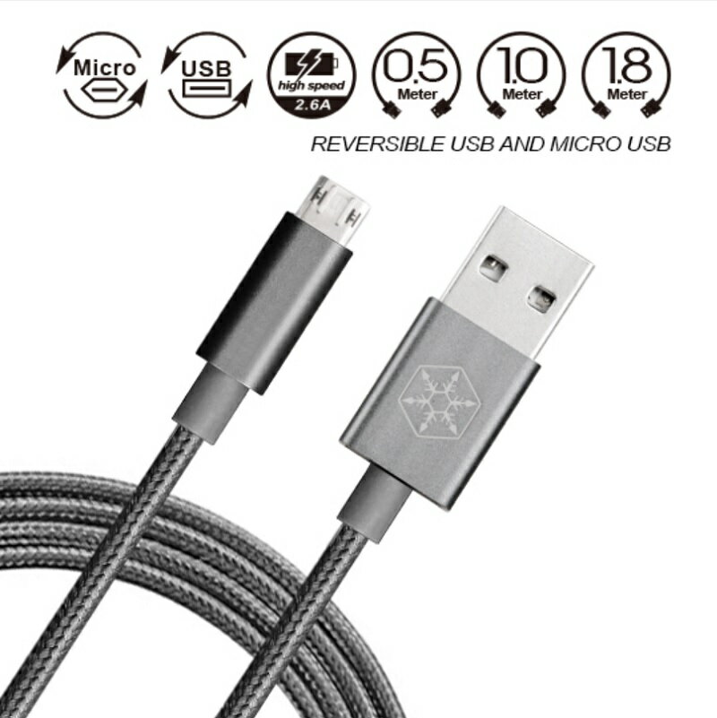 【享最高折300】銀欣 CPU01C 深灰色 USB Type-A轉Micro-B 0.5m/1m 傳輸線 2