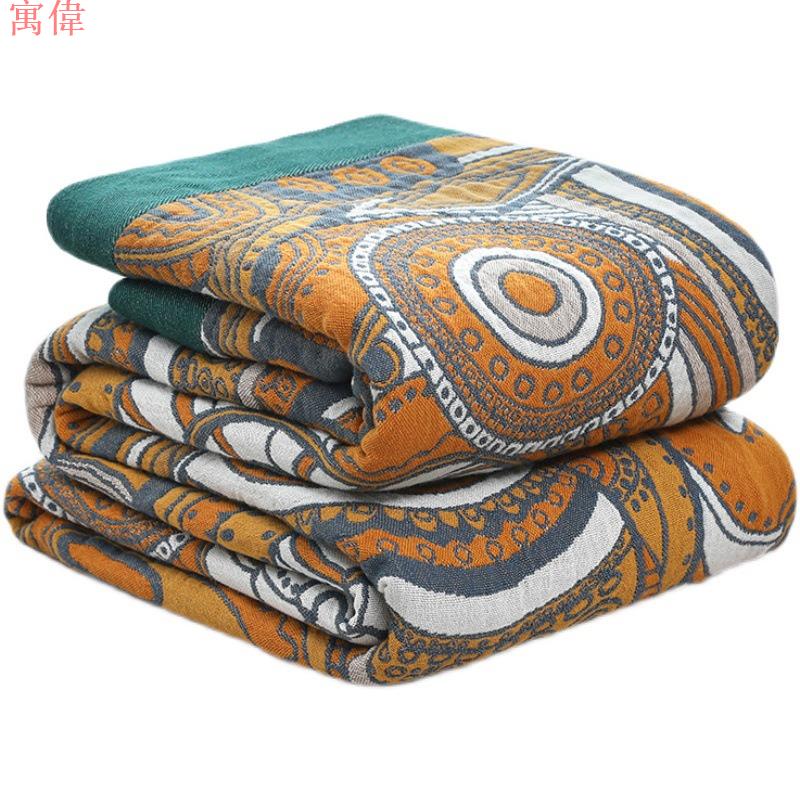 民族風毛巾被色織純棉紗布全棉毛巾毯單人雙人沙蓋毯午睡夏季高級提花毯子 4
