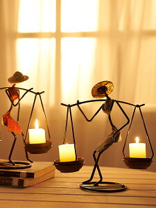 復古鐵藝燭臺蠟燭擺件歐式創意小金屬燭光裝飾桌浪漫晚餐布置道具