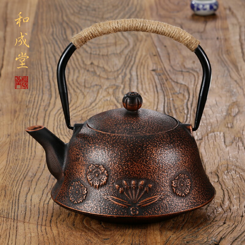 和成堂 櫻花紋鐵壺 手工鐵茶壺搪瓷內壁老鐵壺 煮茶泡茶鐵壺