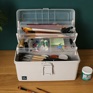 美術工具箱 美術收納盒多功能三層畫箱手提式小學生顏料文具用品畫筆工具整理『XY16382』