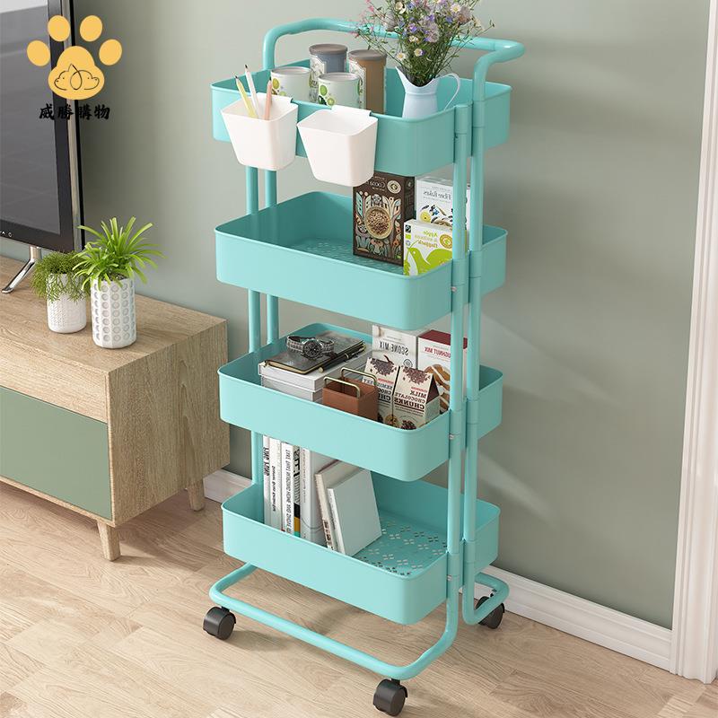 免運 可打統編廚房多層置物架 落地可移動小推車 旋轉零食收納架 客廳臥室儲物架【WW930】