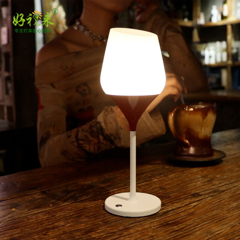 北歐創意充電檯燈創意酒杯檯燈餐廳酒吧臥室床頭浪漫裝飾氛圍燈 雙11全館免運