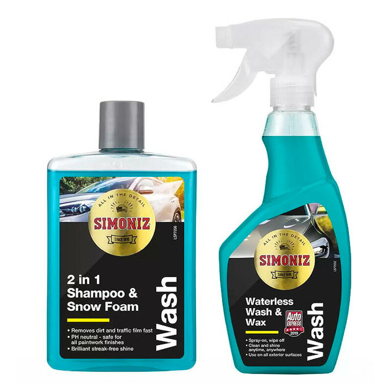 點數11%｜[COSCO代購5] D156123 Simoniz 極速亮澤組 棕櫚獵光洗車精 475毫升 X 1 + 星耀無水洗車蠟 500毫升 X 1