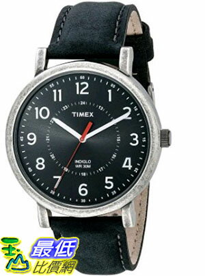 [105美國直購] Timex Unisex T2P219AB Originals Silver-Tone Watch with Black Leather Band