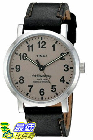 [105美國直購] Timex Mens The Waterbury Quartz Stainless Steel and Leather Dress Watch, Color:Black (Model: TW2P58800ZA)