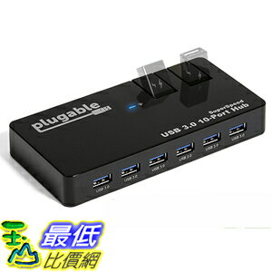 <br/><br/>  [美國直購] Plugable USB3-HUB10C2 充電集線器 10-Port USB 3.0 SuperSpeed Hub with 48W Power Adapter and Two Flip-Up Ports with BC 1.2 Charging<br/><br/>
