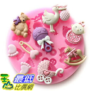 [美國直購] Longzang F484 翻糖 蛋糕 模具 Mini Silicone Sugar, Fondant and Cake Mold, Baby Shower Theme, Pink