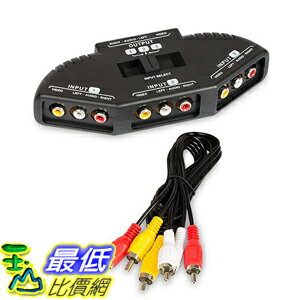 <br/><br/>  [美國直購] Fosmon A1602 Technology 3-Way Audio / Video RCA Switch Selector / Splitter Box & AV Patch Cable 適配線<br/><br/>