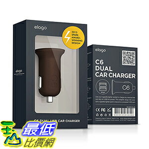 [美國直購] elago C6 Dual USB Car Charger works with all iPhones, iPad, Galaxy (10Watt/ 2.1A)_e12