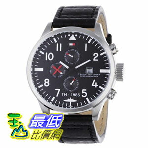 [103 美國直購] 男士手錶 Tommy Hilfiger Men's 1790683 "Sport" Stainless Steel Watch with Black Leather Band