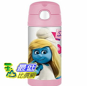 [103美國直購] Thermos 兒童保溫水壺 Smurf Movie Funtainer Beverage Bottle, 12-Ounce, Pink F4013SMTRU6 $1165