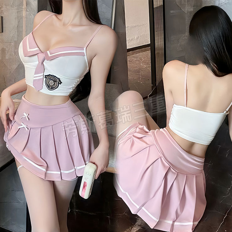 心動初戀 學生風水手服-皮粉 性感 情趣 內衣 睡衣 角色扮演