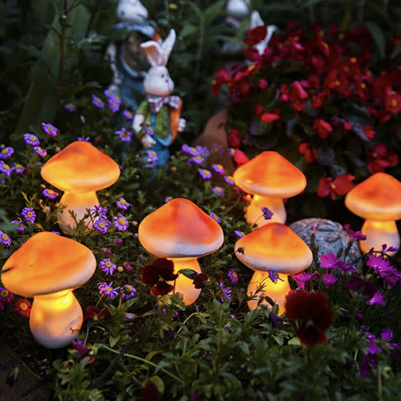 戶外擺件花園造景 太陽能蘑菇小夜燈戶外庭院花園陽臺別墅擺件草坪防水景觀氛圍裝飾