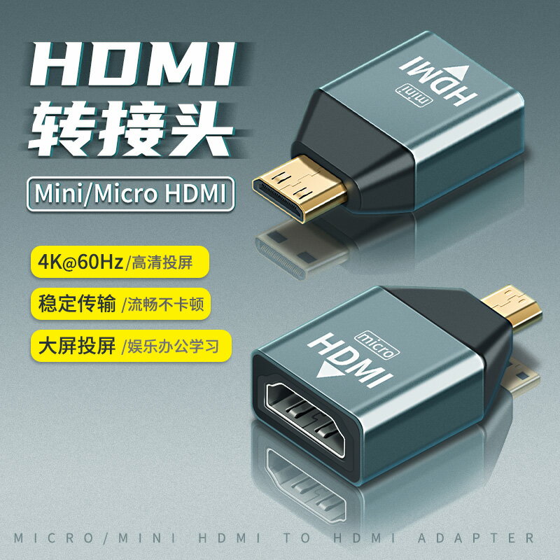 迷你MiniHDMI轉HDMI母頭高清線microhdmi轉換器投屏筆記本單反相機電腦電視顯示器轉接頭PS4尼康佳能DV攝像機