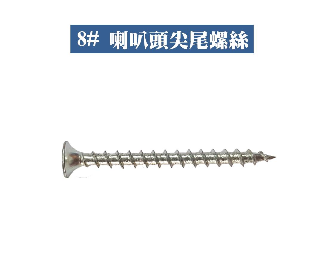 8# 喇叭頭尖尾螺絲鍍鋅平頭喇叭頭尖尾【1包100支】 | 上千五金行