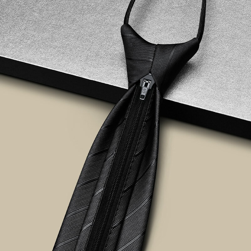 領帶男 正裝領帶 黑色領帶男拉錬式免打懶人男士西裝領帶正裝商務手打夏季免打結潮『XY39963』