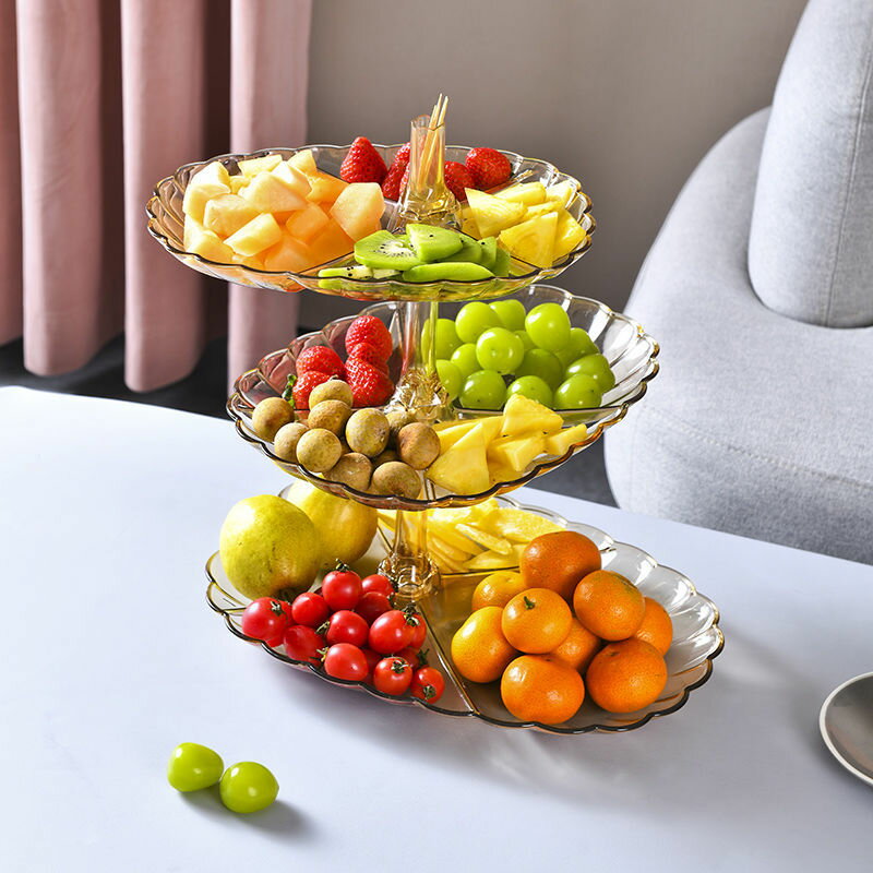 多層水果盤 果盤零食客廳茶幾網紅創意時尚塑料多層水果盤家用新款高端糖果盤